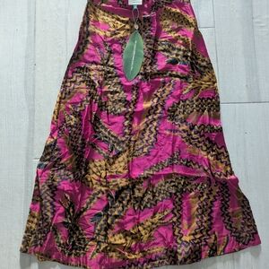 FARM Rio Vibrant Pink and Gold A-Line Skirt